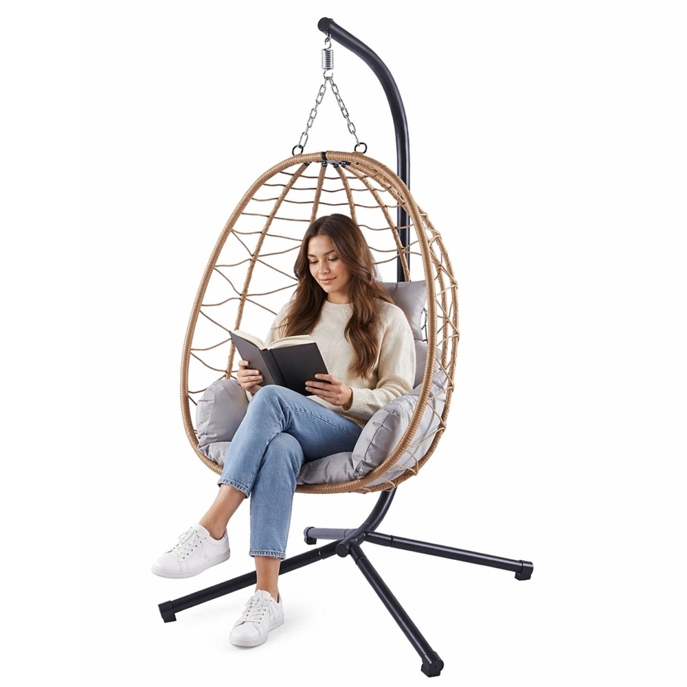 Viseća stolica za ljuljanje, smeđi okvir