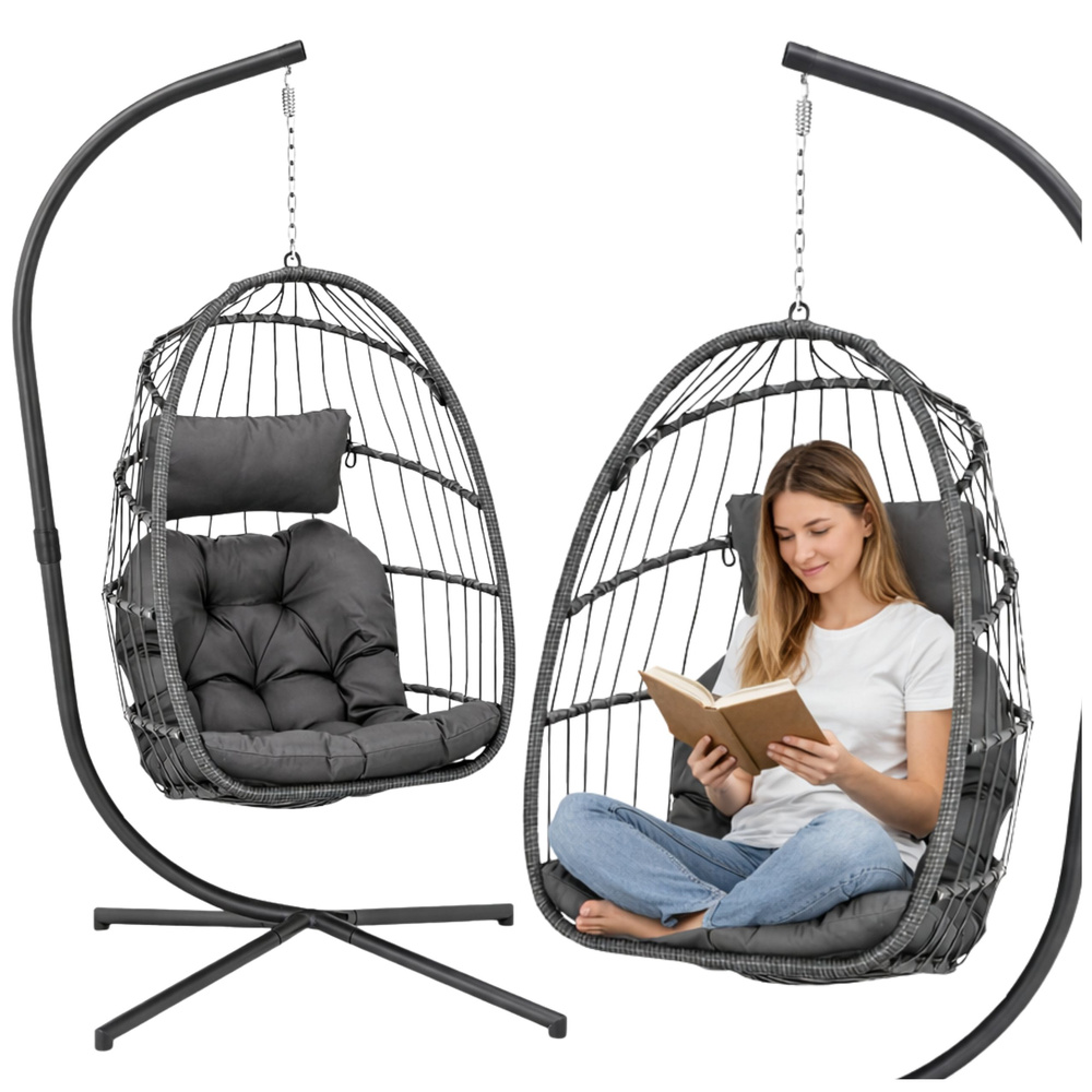 Viseća stolica za ljuljanje, sivi okvir