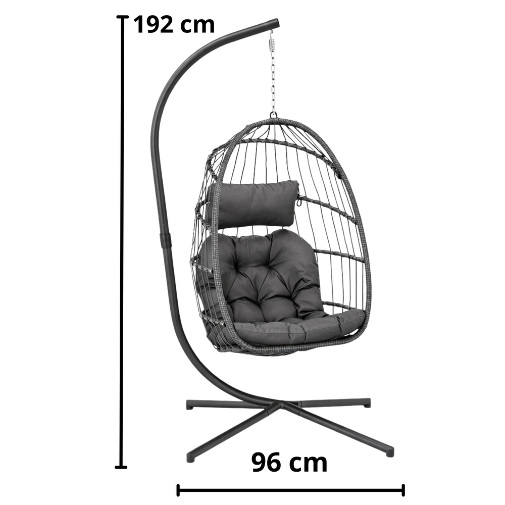 Viseća stolica za ljuljanje, sivi okvir