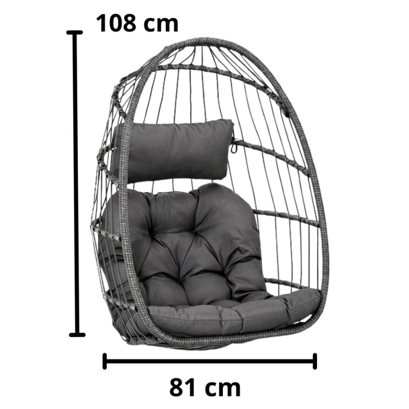 Viseća stolica za ljuljanje, sivi okvir