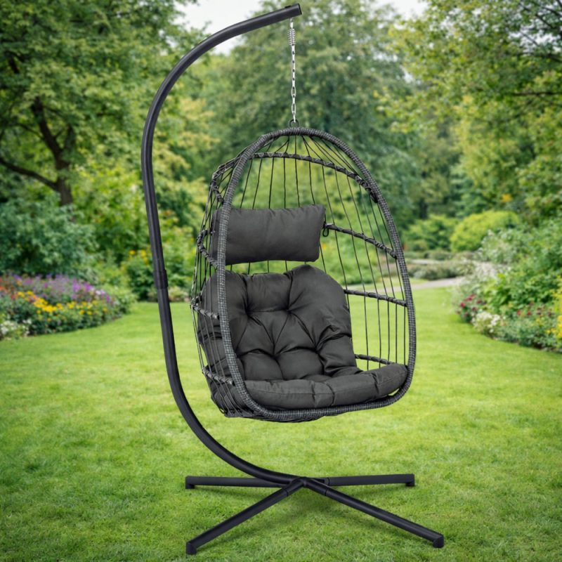 Viseća stolica za ljuljanje, sivi okvir