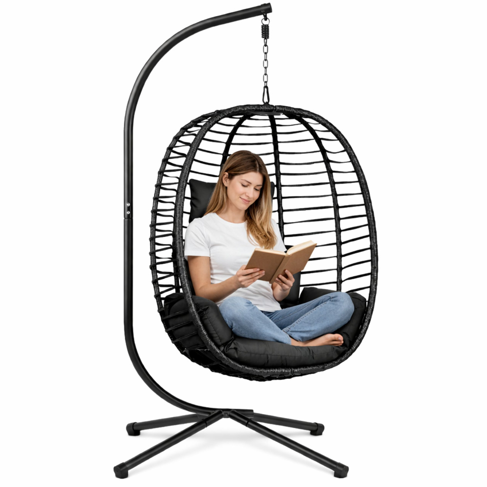 Viseća stolica za ljuljanje, crna