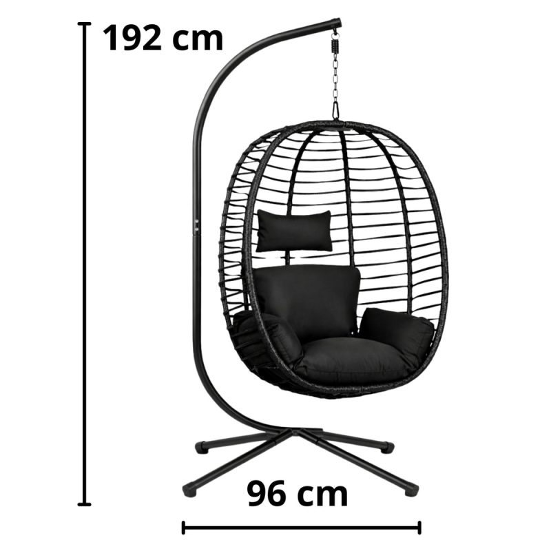 Viseća stolica za ljuljanje, crna