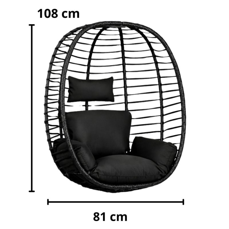 Viseća stolica za ljuljanje, crna