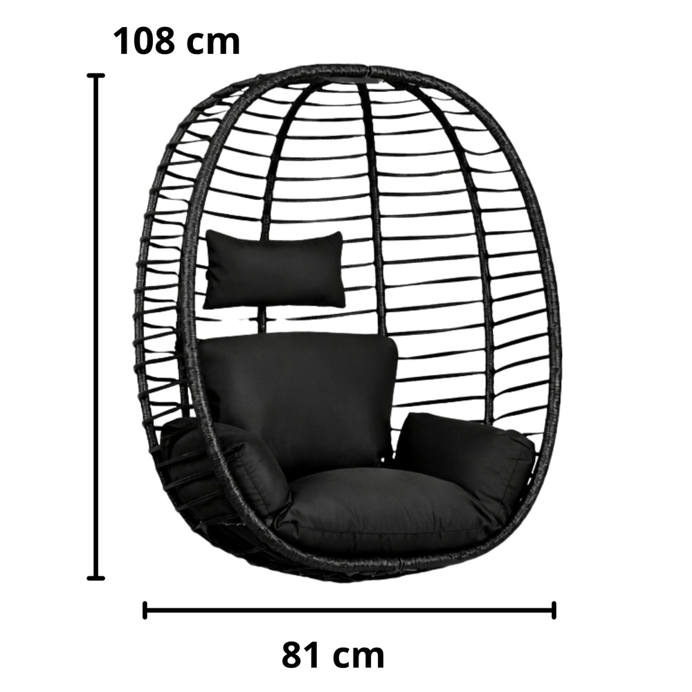 Viseća stolica za ljuljanje, crna