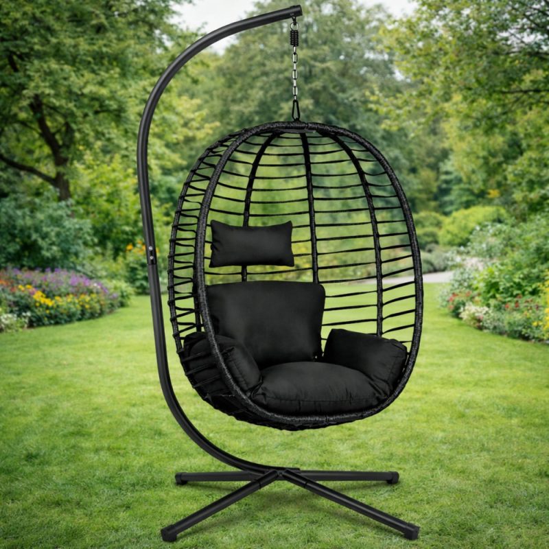 Viseća stolica za ljuljanje, crna