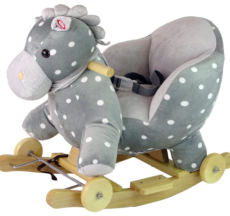 Konjić za ljuljanje 2u1 sivi s točkicama