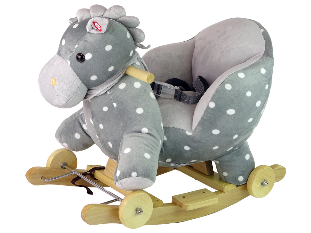 Konjić za ljuljanje 2u1 sivi s točkicama