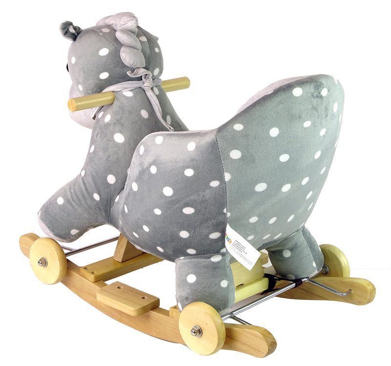 Konjić za ljuljanje 2u1 sivi s točkicama