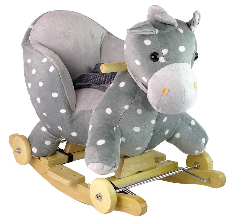 Konjić za ljuljanje 2u1 sivi s točkicama