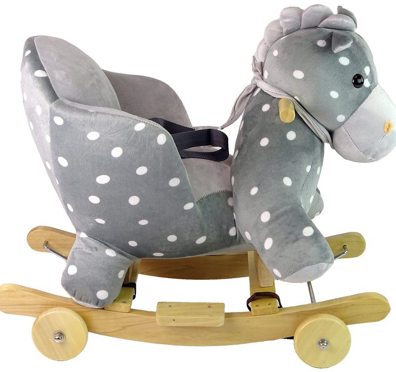 Konjić za ljuljanje 2u1 sivi s točkicama