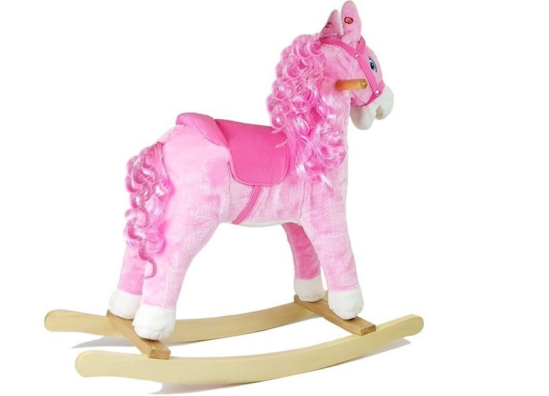 Konjić za ljuljanje sa zvukovima i otvaranjem usta 74cm roza