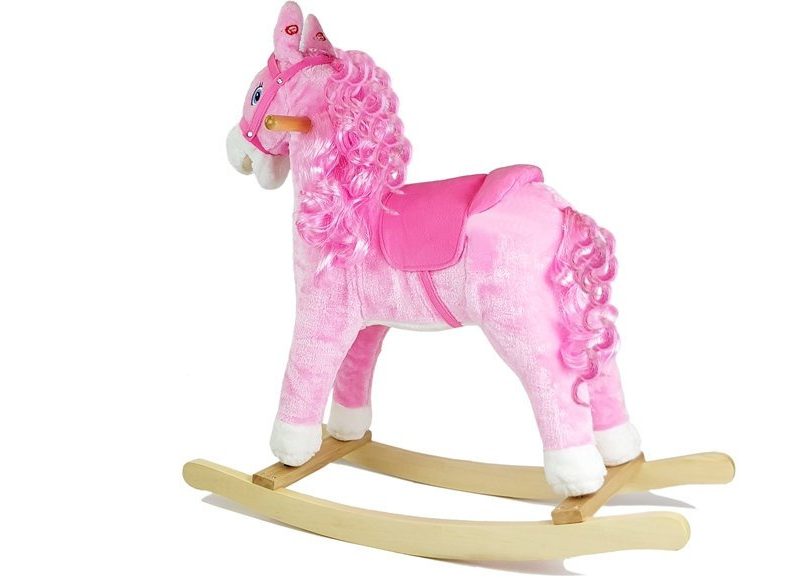 Konjić za ljuljanje sa zvukovima i otvaranjem usta 74cm roza