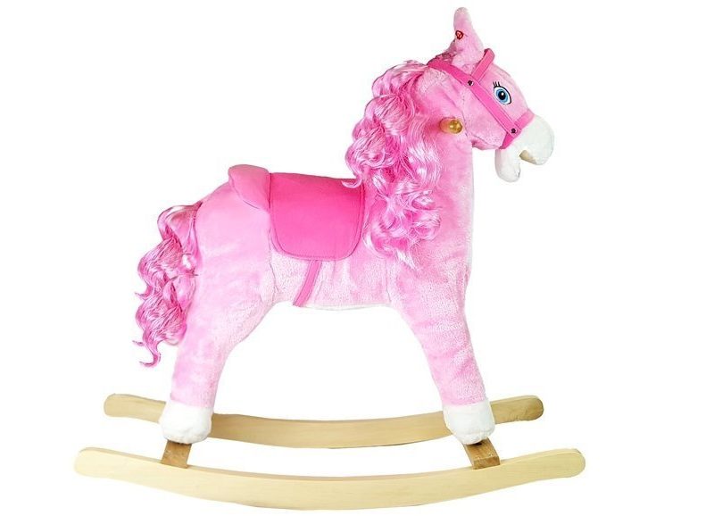 Konjić za ljuljanje sa zvukovima i otvaranjem usta 74cm roza