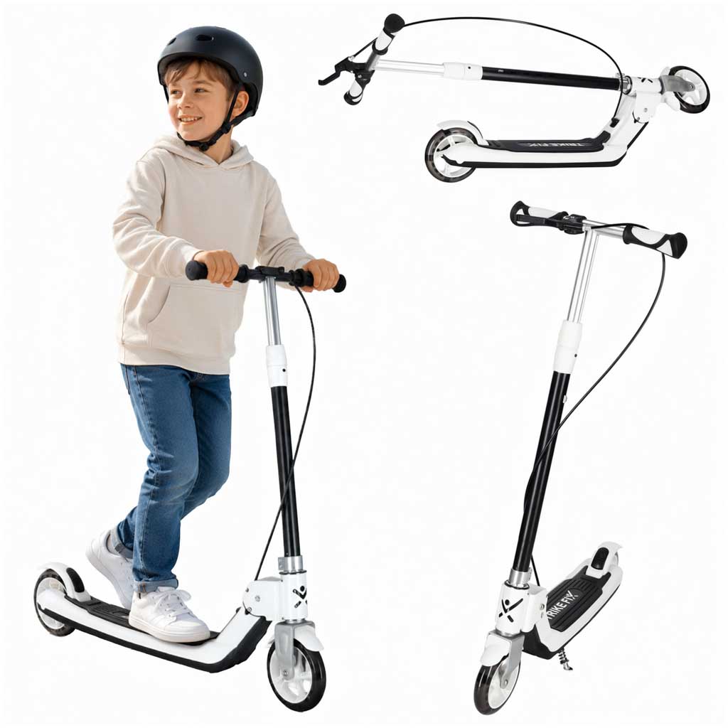 TRIKE FIX dječji romobil na dva kotača s LED osvjetljenjem i dvostrukim kočnicama, crni