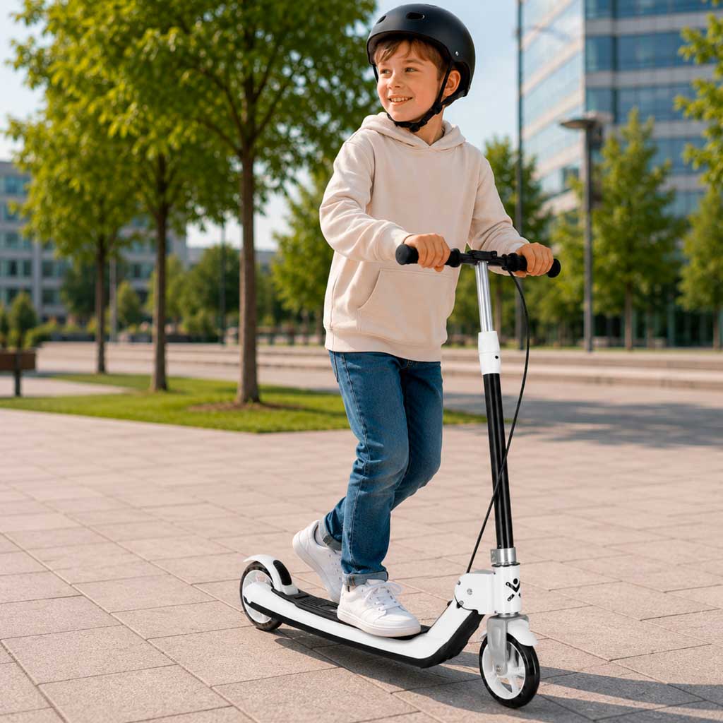 TRIKE FIX dječji romobil na dva kotača s LED osvjetljenjem i dvostrukim kočnicama, crni