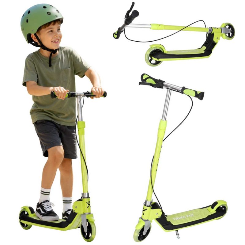TRIKE-FIX-kids-scooter-two-wheel-LED-folding-double-brakes-neon-green-186676 TRIKE FIX dječji romobil na dva kotača s LED osvjetljenjem i dvostrukim kočnicama, neon zeleni