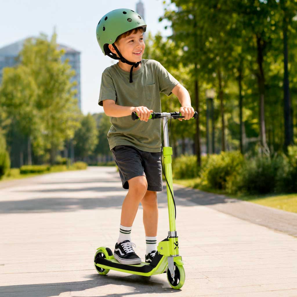 TRIKE-FIX-kids-scooter-two-wheel-LED-folding-double-brakes-neon-green-186778 TRIKE FIX dječji romobil na dva kotača s LED osvjetljenjem i dvostrukim kočnicama, neon zeleni