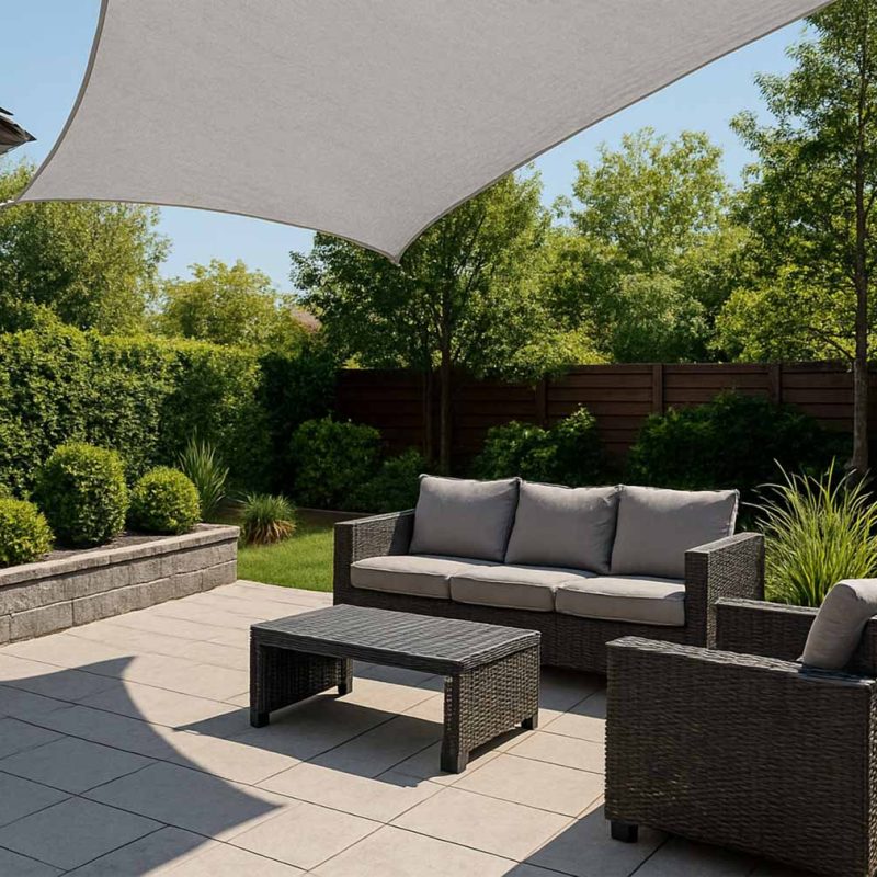 Terrace-sunshade-sail-4x3m-square-grey-171560 LUARO vrtna tenda za terasu, vodootporna, pravokutna, siva, 4x3m