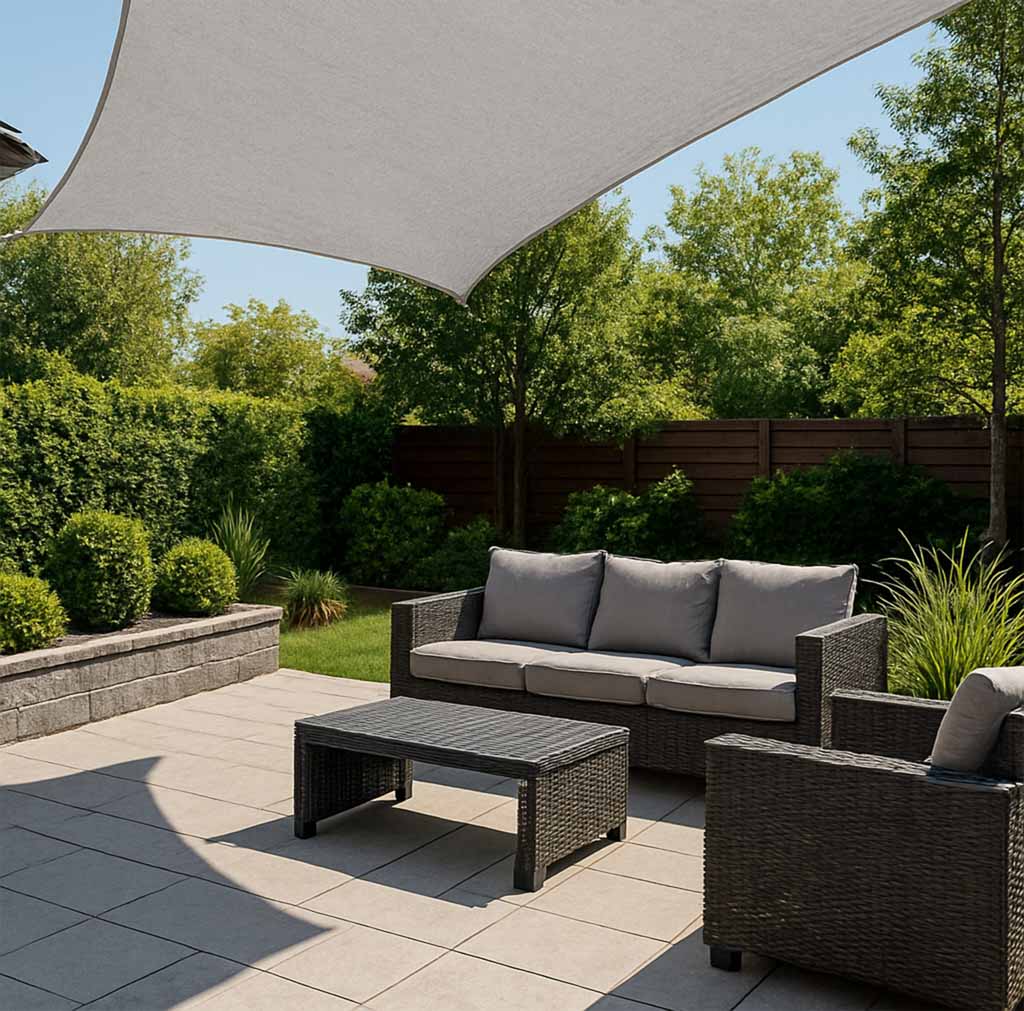 Terrace-sunshade-sail-4x3m-square-grey-171560 LUARO vrtna tenda za terasu, vodootporna, pravokutna, siva, 4x3m
