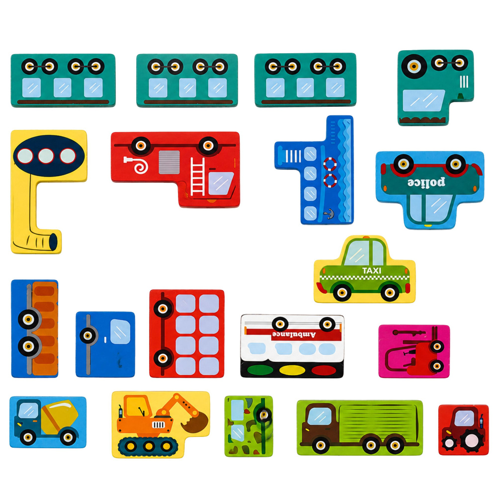 eng_pl_Wooden-Puzzle-Brain-Teaser-Logic-Puzzle-Colorful-Vehicles-23-pcs-28837_4 Drvena slagalica Šarena vozila 23 dijela