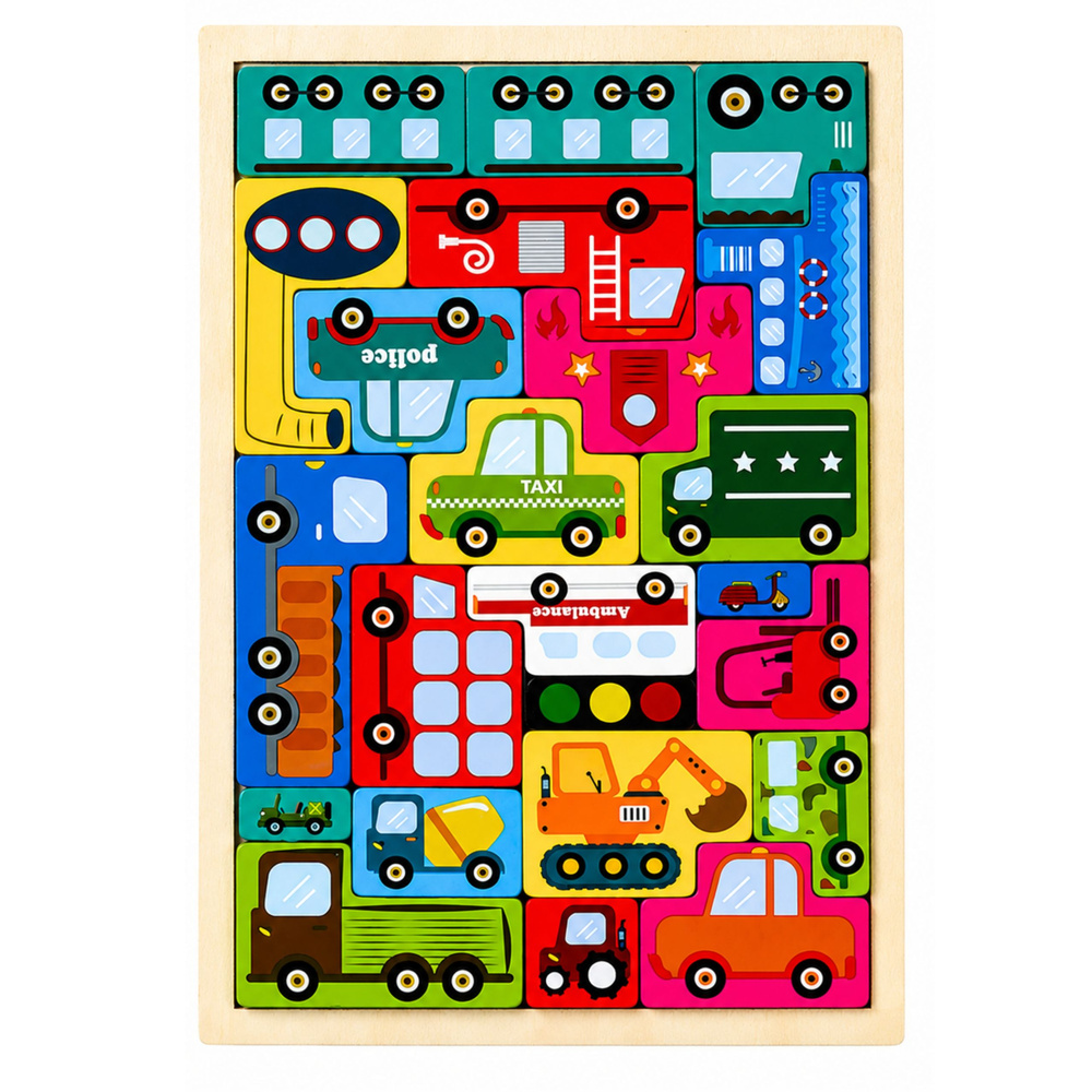 eng_pl_Wooden-Puzzle-Brain-Teaser-Logic-Puzzle-Colorful-Vehicles-23-pcs-28837_7 Drvena slagalica Šarena vozila 23 dijela