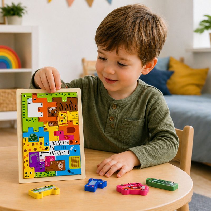 eng_pl_Wooden-Puzzle-Brain-Teaser-Logical-Puzzle-Animals-Colorful-20-pcs-28836_3 Drvena slagalica Životinje Šarene 20 komada