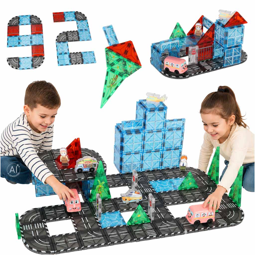 3D magnetske građevinske kocke grad i auti 91 element