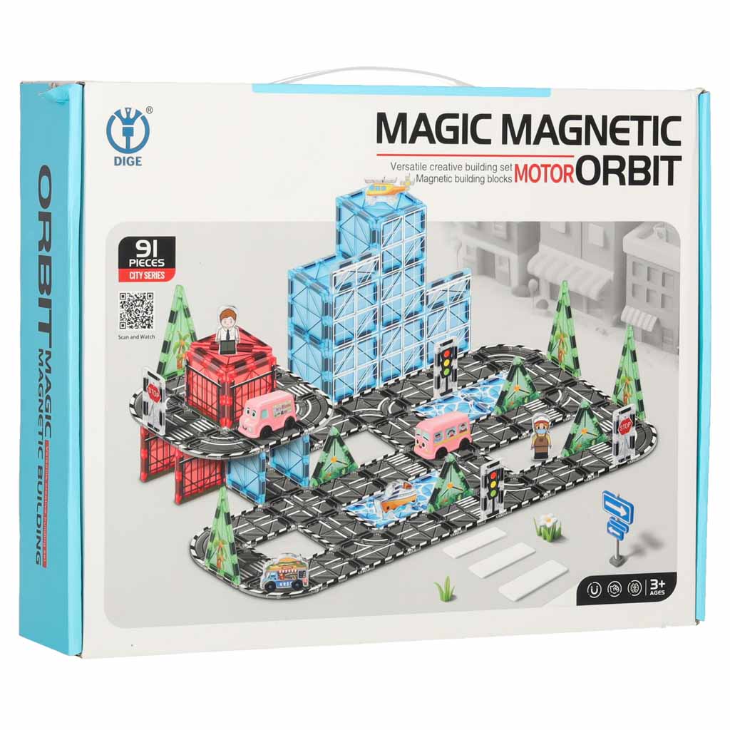 3D magnetske građevinske kocke grad i auti 91 element