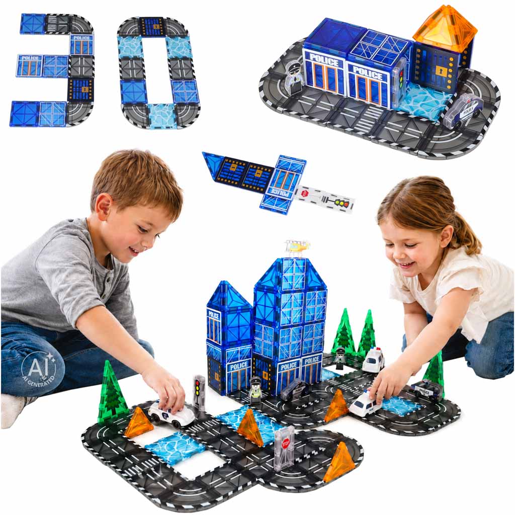 3D magnetske građevinske kocke policija 91 element