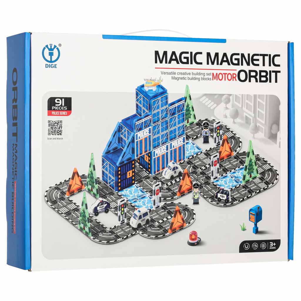 3D magnetske građevinske kocke policija 91 element