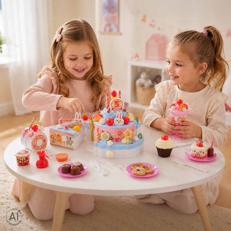 Rođendanska torta na tri kata, čičak traka za rezanje, glazba, svjetlo, 117 komada, plava