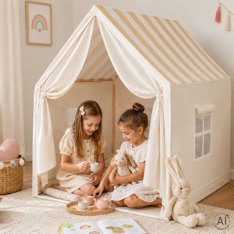 Children-s-play-tent-foldable-yellow-with-stripes-for-the-kids-room-187706 Dječji šator za igru, sklopivi žuti s prugama za dječju sobu
