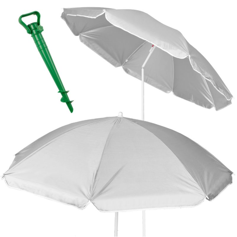 Vrtni suncobran za plažu, podesivi, sklopivi, UV, 150 cm, sivi
