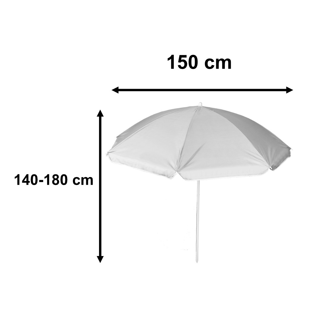 Vrtni suncobran za plažu, podesivi, sklopivi, UV, 150 cm, sivi