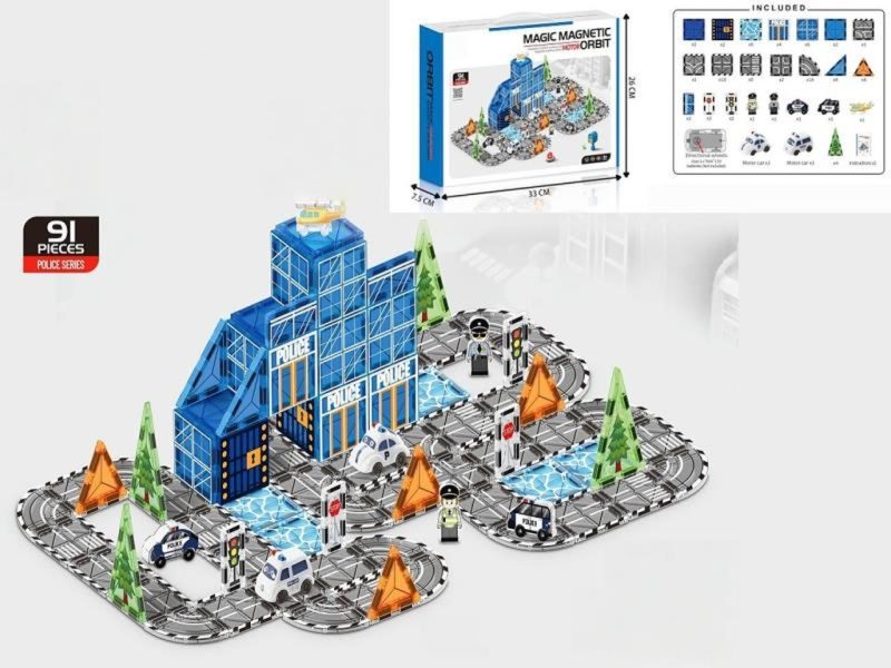 3D magnetske građevinske kocke policija 91 element