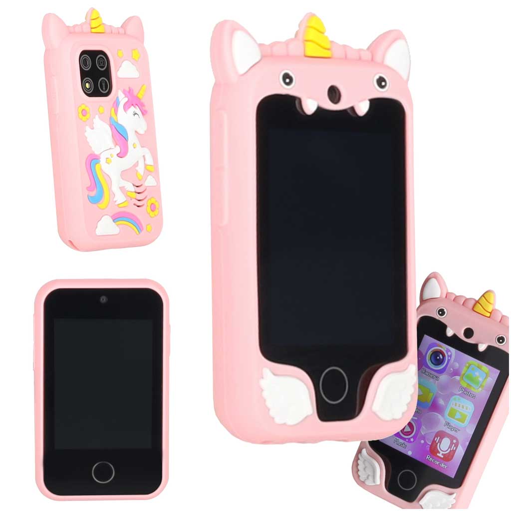 Smartphone-for-kids-with-camera-8GB-card-pink-unicorn-187966 Dječji pametni telefon s kamerom, memorijska kartica od 8 GB, rozi jednorog