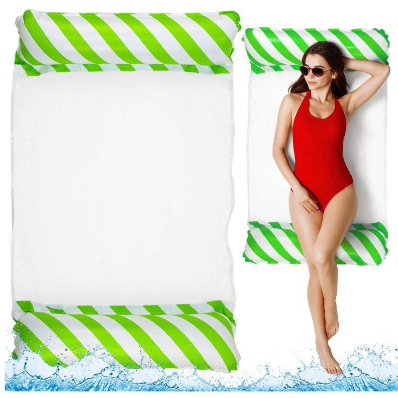 eng_pl_Inflatable-Water-Hammock-Mattress-Deckchair-White-and-Green-120x70cm-26816_1 Napuhana vodena mreža s madracem, bijela i zelena, 120x70 cm
