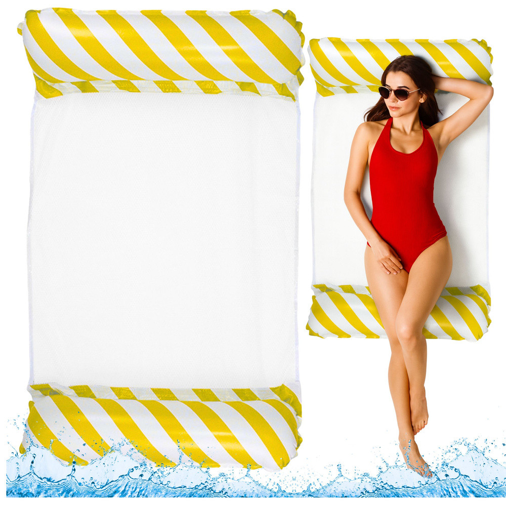 eng_pl_Inflatable-Water-Hammock-Mattress-Deckchair-White-and-Yellow-120x70cm-26780_1 Napuhana vodena mreža s madracem, bijela i žuta, 120x70 cm