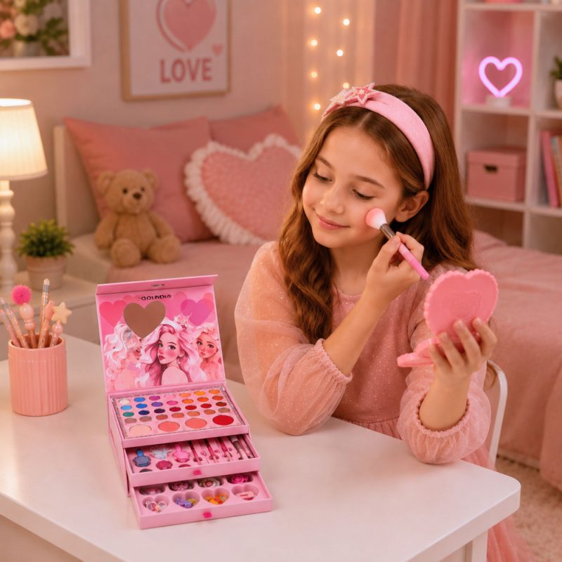 eng_pl_Makeup-Cosmetics-Case-Set-for-Children-Pink-Box-31194_4 Set za šminkanje za djecu, ružičasta kutija