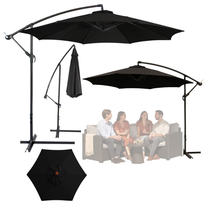 eng_pl_Side-Garden-Umbrella-with-Adjustable-Tilt-Cover-350-x-250cm-Black-26727_1 (1) Bočni vrtni suncobran s podesivim nagibom 350 x 250 cm crni