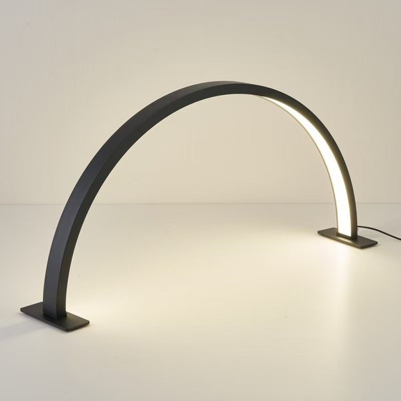 Zakrivljena LED stolna lampa za manikuru, 3 boje, crna