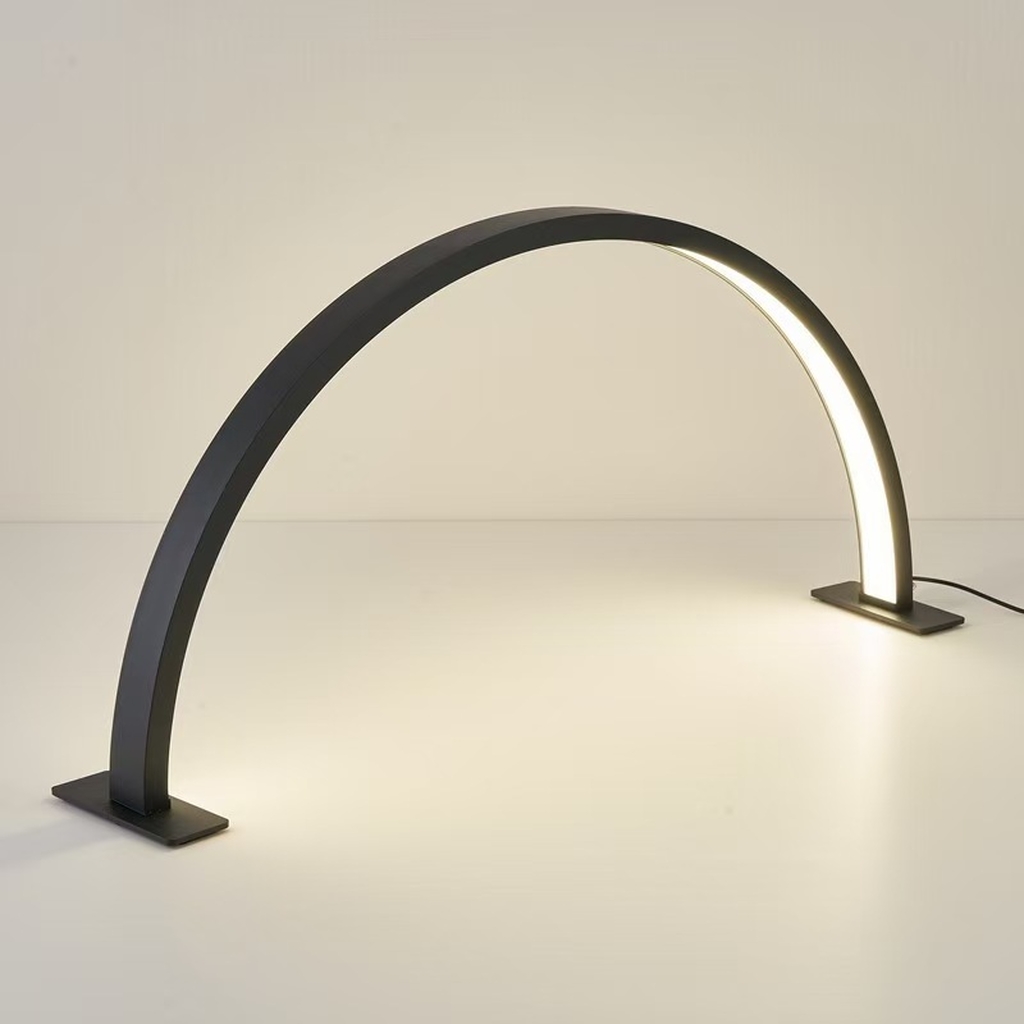 Zakrivljena LED stolna lampa za manikuru, 3 boje, crna