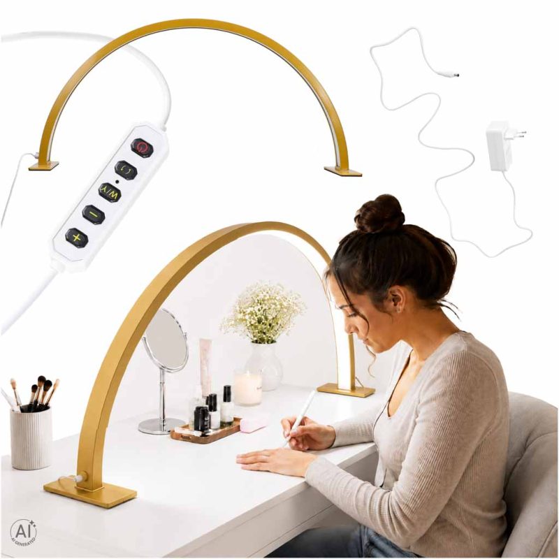 LED-desk-lamp-for-manicures-curved-design-3-colors-gold-186717 Zakrivljena LED stolna lampa za manikuru, 3 boje, zlatna