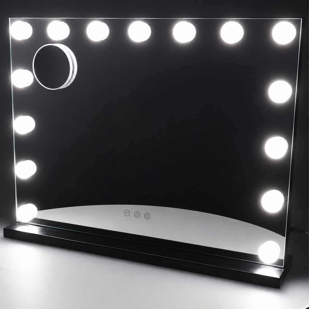 LED ogledalo za šminkanje s 15 žaruljica, kozmetičko, s uvećanjem 10x i podešavanjem svjetline