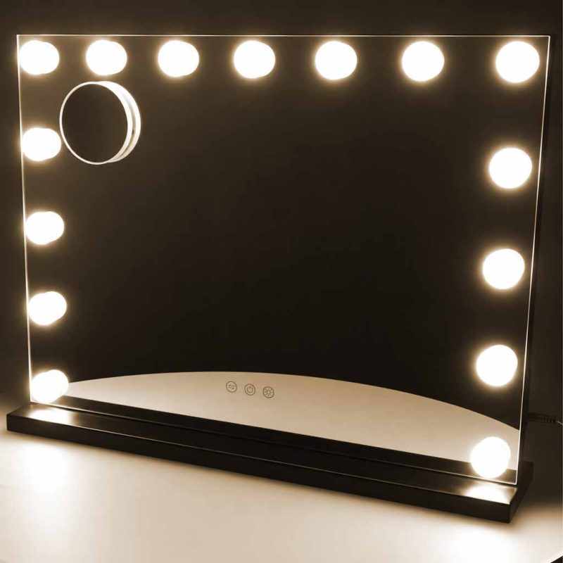 LED ogledalo za šminkanje s 15 žaruljica, kozmetičko, s uvećanjem 10x i podešavanjem svjetline