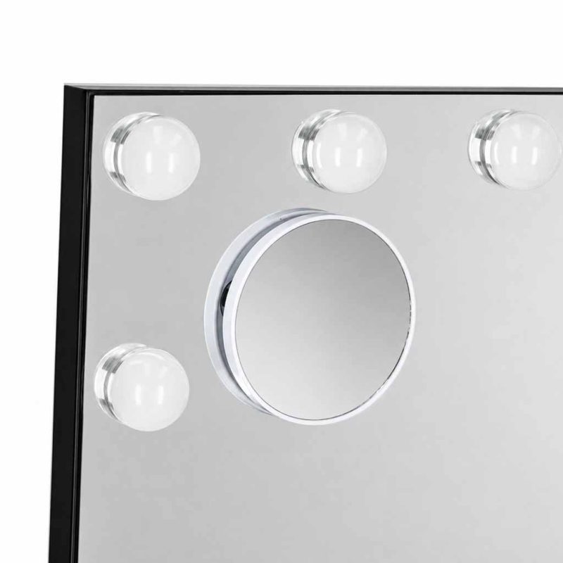 LED ogledalo za šminkanje s 15 žaruljica, kozmetičko, s uvećanjem 10x i podešavanjem svjetline