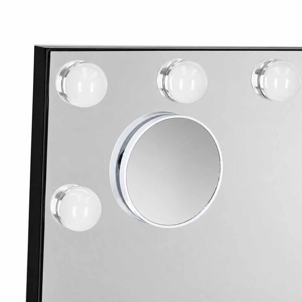 LED ogledalo za šminkanje s 15 žaruljica, kozmetičko, s uvećanjem 10x i podešavanjem svjetline