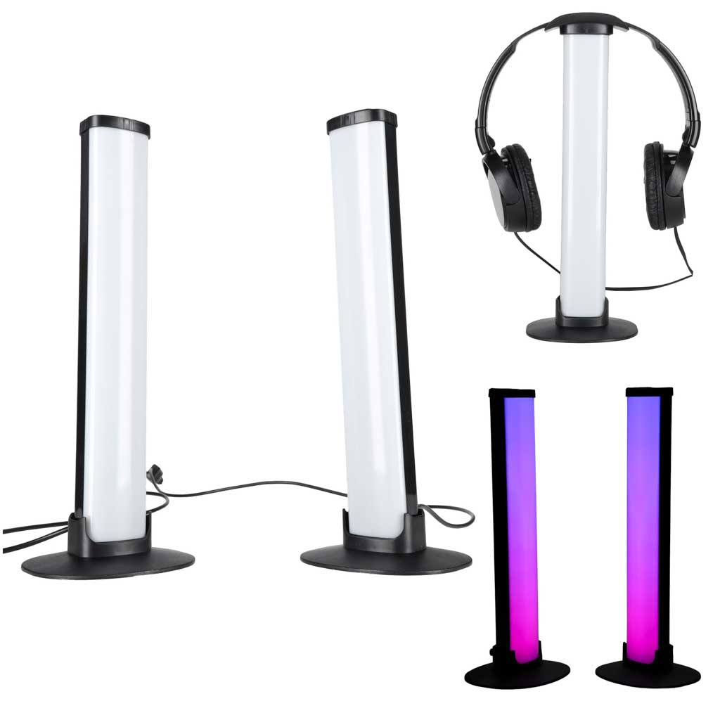 RGB LED stolna lampa za igranje u obliku stupa s daljinskim upravljačem, set od 2 komada