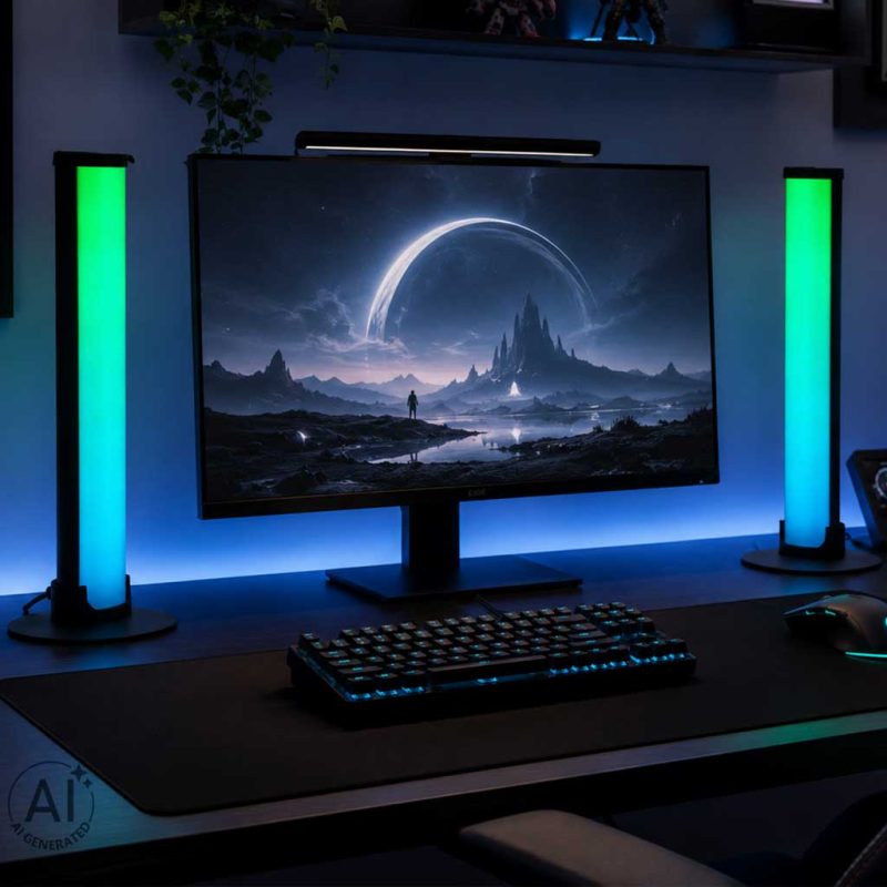 RGB LED stolna lampa za igranje u obliku stupa s daljinskim upravljačem, set od 2 komada